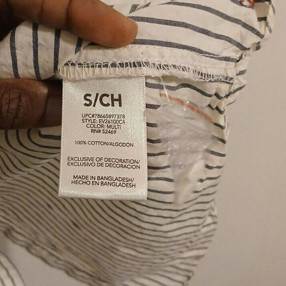 EV1 Cream Stripe Tunic Blouse Size Small - Picture 7 of 7